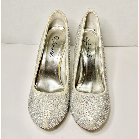 Flourish Shoes - Flourish Cinderella AB Crystal Rhinestone Pumps Size 6 Silver Bridal Wedding
